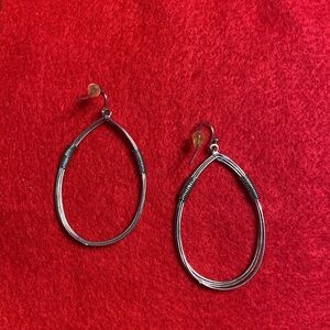 Wire Hoop Handmade Silvertone Earrings